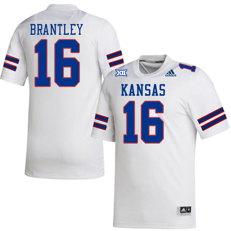 Men #16 Logan Brantley Kansas Jayhawks College Football Jerseys Stitched Sale-White